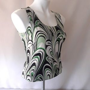 Perceptions Silky Green Swirl Print Tank Shell